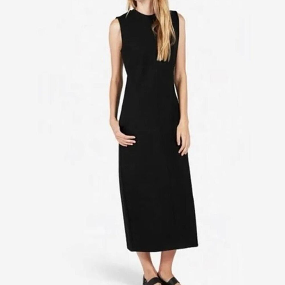 EVERLANE | Black High Neck Sleeveless Ponte Bodycon Maxi Dress | Size Medium